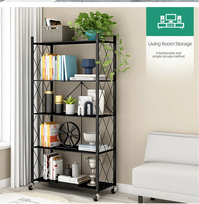 ชั้นวางของแบบประกอบเอง 5 ชั้น AIRAJ ทนทานและแข็งแรง มีล้อ จึงเคลื่อนย้ายสะดวกและเหมาะสำหรับการจัดเก็บหลายระดับ