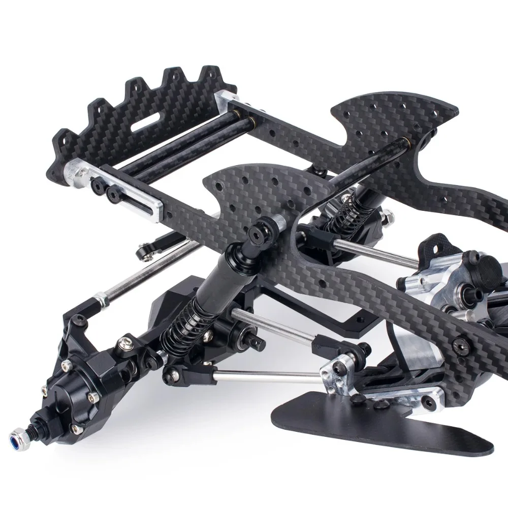1/10 RC Rock Crawler LCG Carbon Fiber Chassis Frame Set For SCX10  & Capra Built-in Gearbox Shocks Lightweight Performance Parts