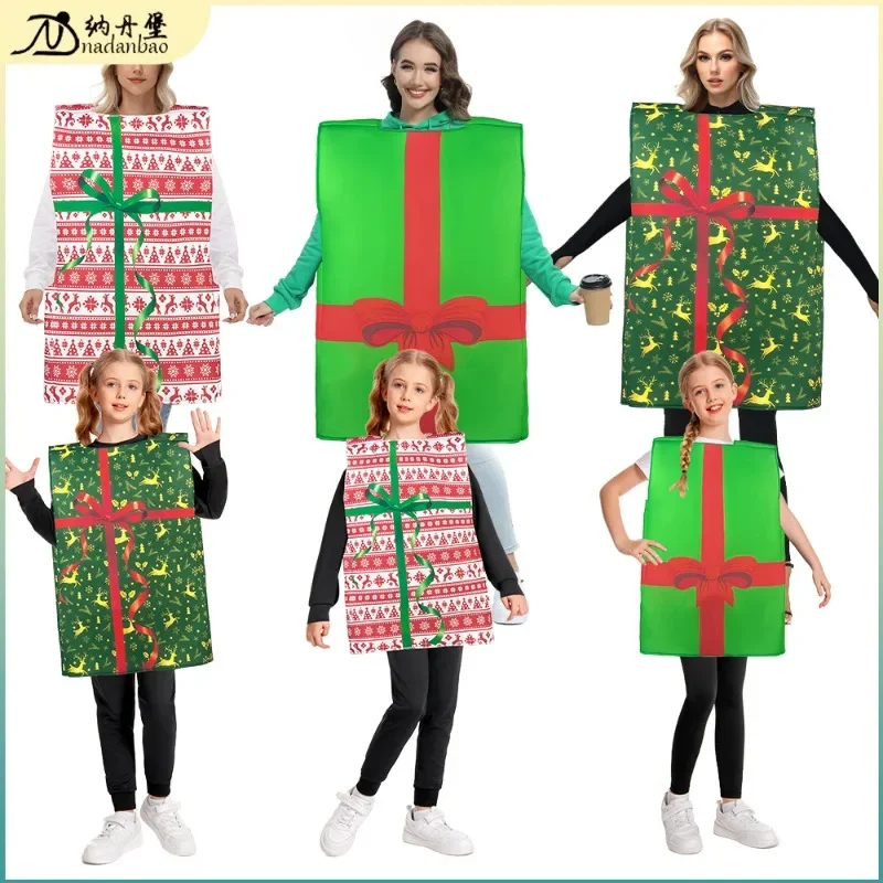 

Christmas Box Cosplay Parent-Child Party Stage Performance Costume Unisex Fancy Role Play Outfit Sponge Clothes Home Party