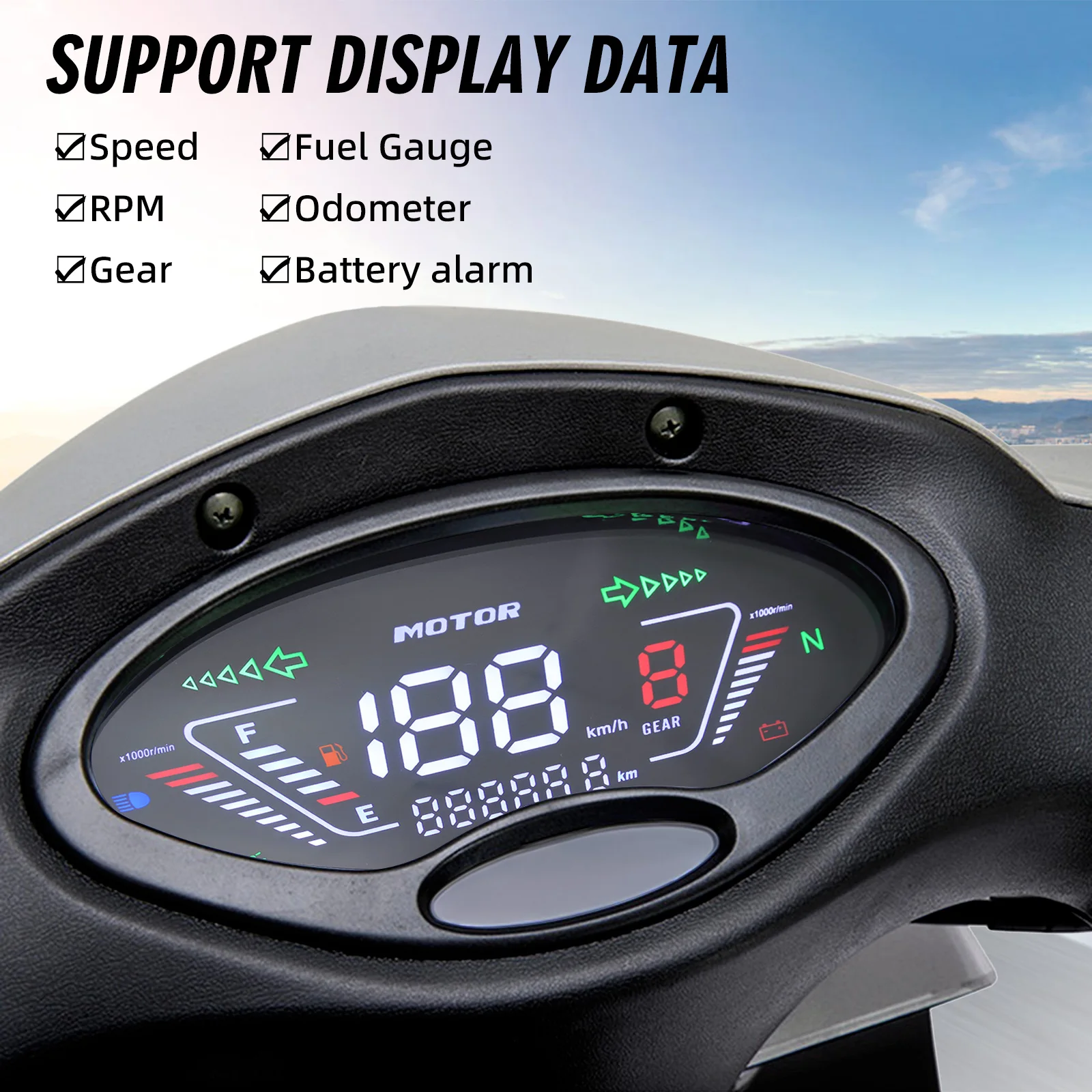 عداد سرعة لدرجة نارية LED سرعة رقمية RPM مستوى الوقود والعتاد متر لهوندا كاريزما 125 X & D Wave125S الابتكار 125 نوفا 125