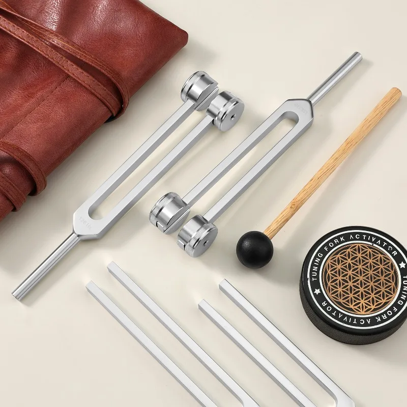 ​​​​​​​128 136.1 256 384HZ Tuning Forks Set Tuning Fork With Resonance Box Chakras Sound Healing Percussion Therapy Instruments