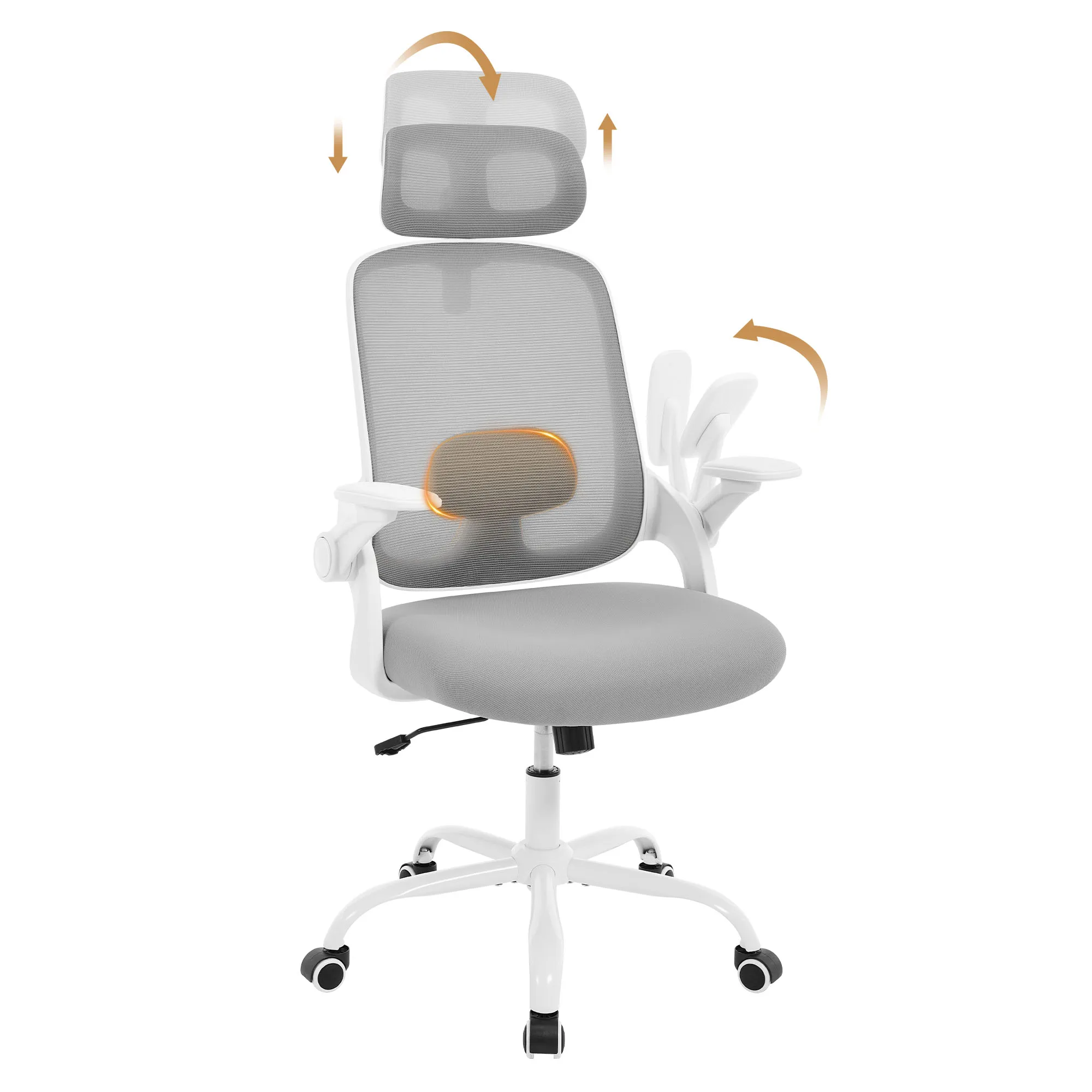 WOLTU Ergonomischer Bürostuhl aus Netzstoff, anhebbarer Gaming-Stuhl, drehbarer Computerstuhl mit Kopfstütze, verstellbare Lendenwirbelstütze, hohe Rückenlehne – Detail 26