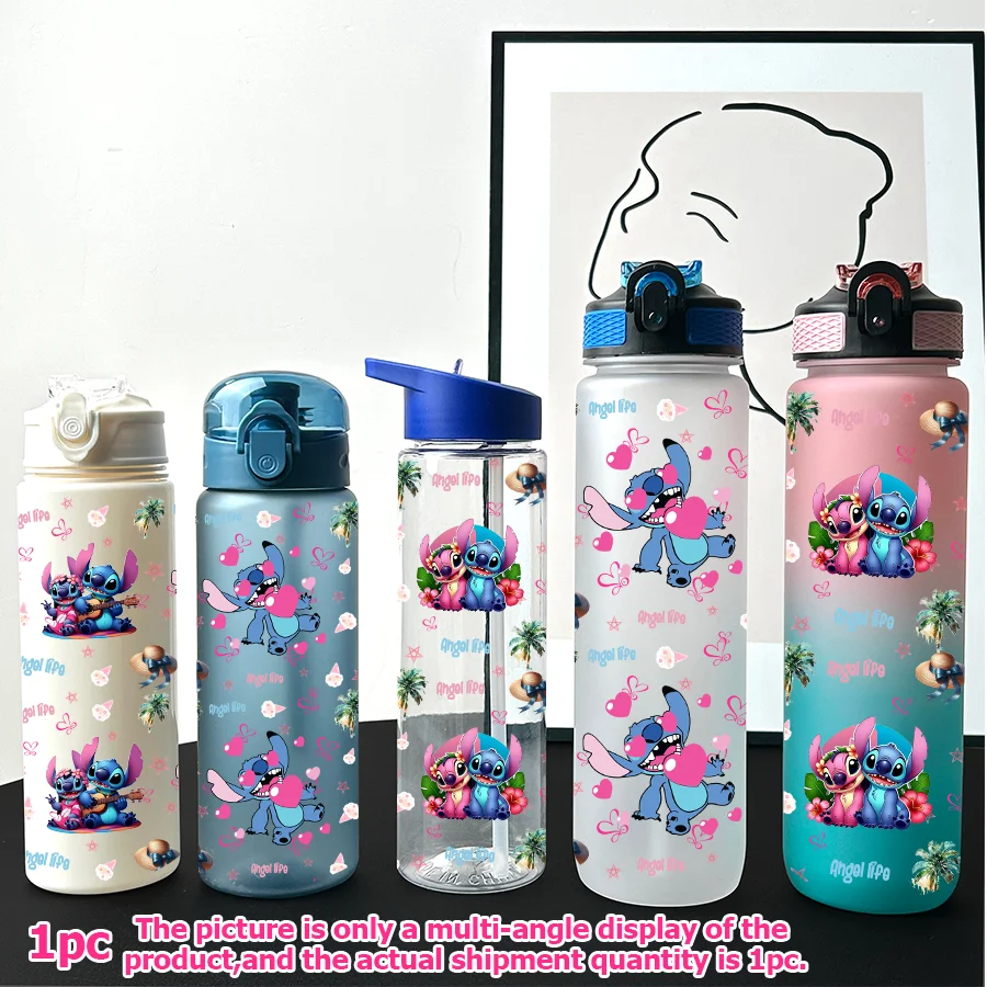 

1Pc Disney Stitch Angel Printed 23-32oz Multi-plastic Water Bottle Portable Sports Water Cup Birthday Gift