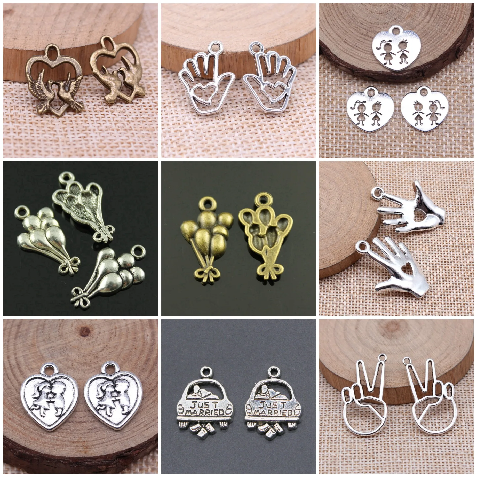Zinc Alloy Couple Wedding Matching Love Charms Pendant For Keychain Earring Necklace Jewelry Accessories