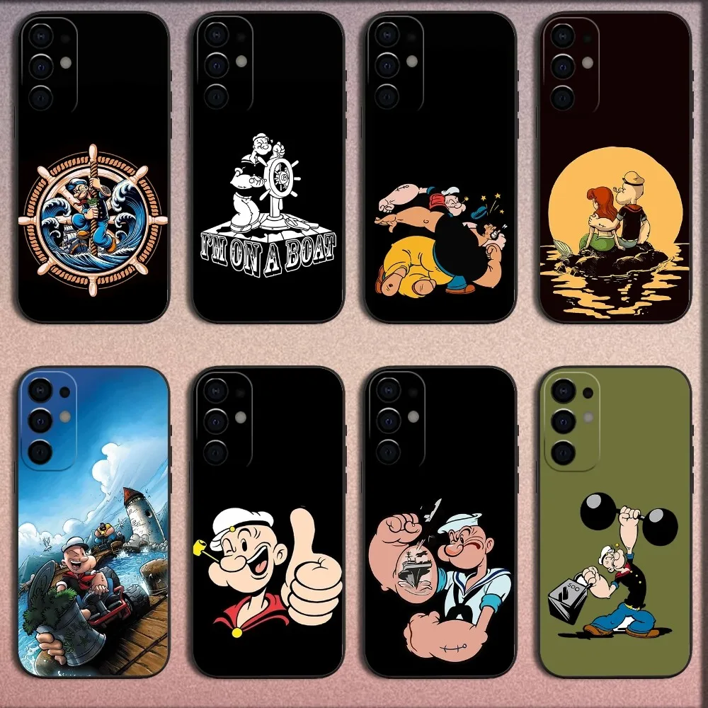 

P-Popeye the S-Sailor Phone Case For Samsung S25,S24,S21,S22,S23,S30,Ultra,S20,Plus,Fe,Lite,Note,10,9,5G Black Soft Cover