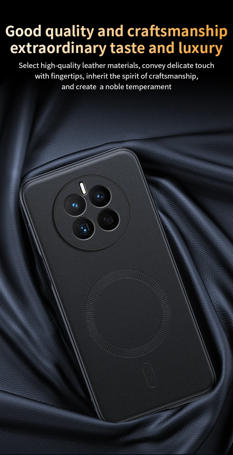 Für Huawei Mate 50: Magnetische Schutzhülle aus Leder, hochwertige Anti-Fingerabdruck- und rutschfeste PC+TPU-Hülle. – Detail 8