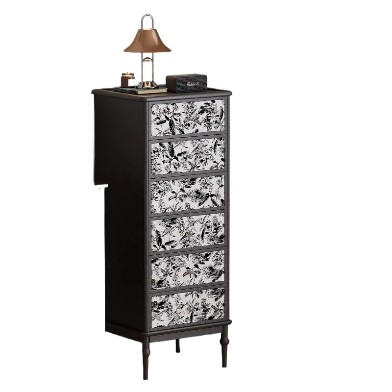 

French retro solid wood six-bucket cabinet, household porch cabinet, living room multi-functional integrated cabinet, antique