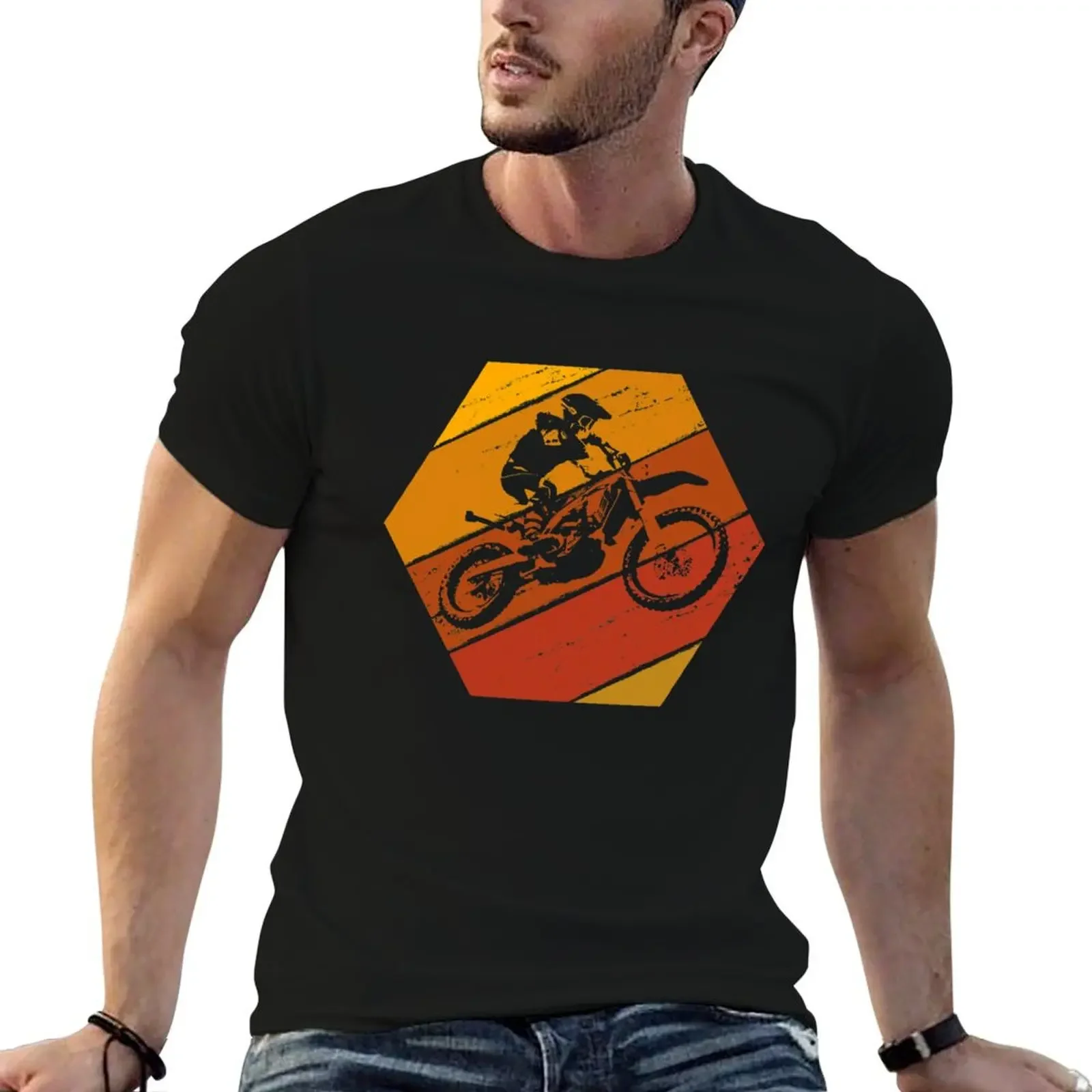 

Vintage Motocross T Shirt Retro Dirt Bike Silhouette gift T-Shirt tops Short sleeve tee Men's t shirts