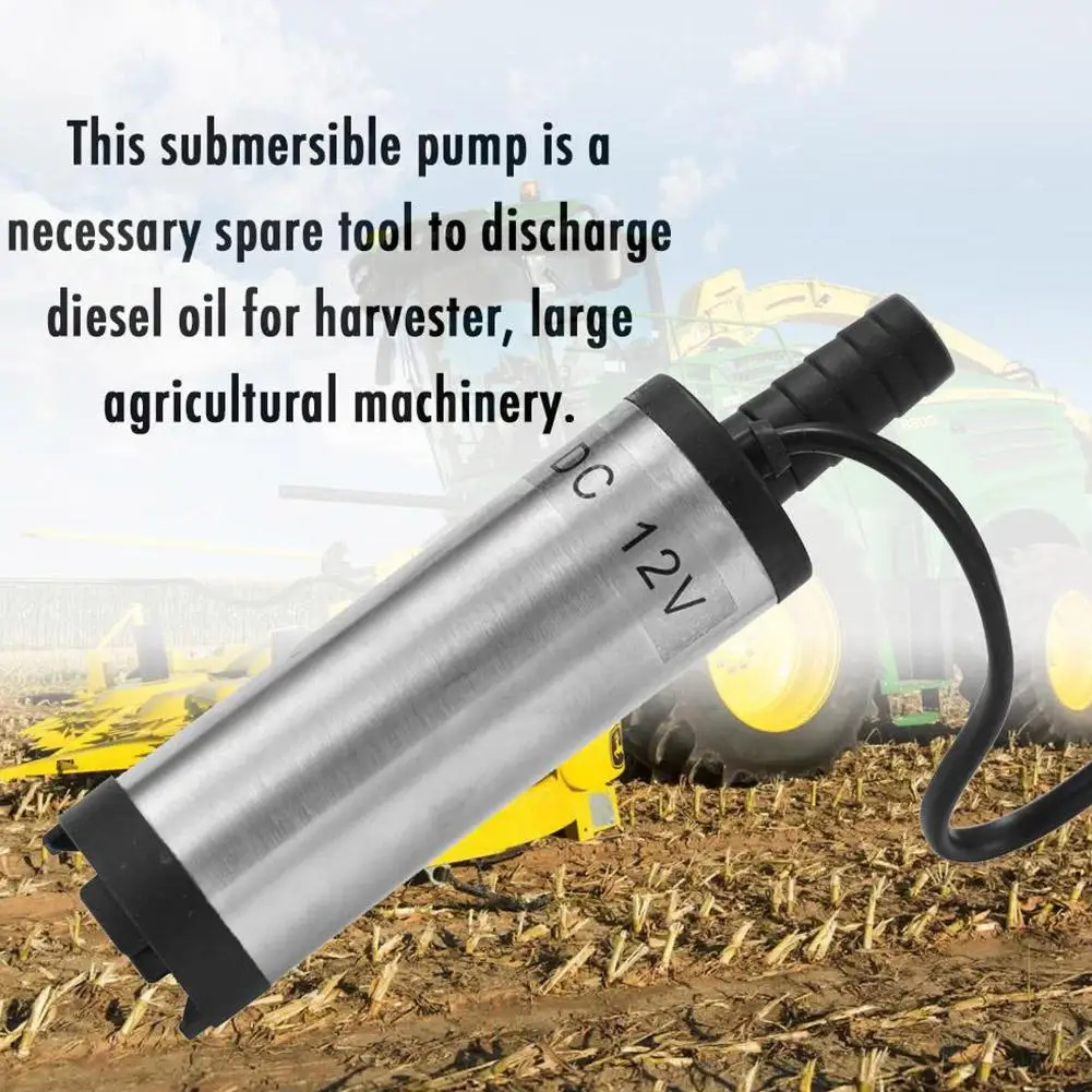 12V/24V DC Fuel Transfer Pump Diesel Oil Water Submersible Electric Motor For Car Camping Fishing Stain Steel Shell Portable