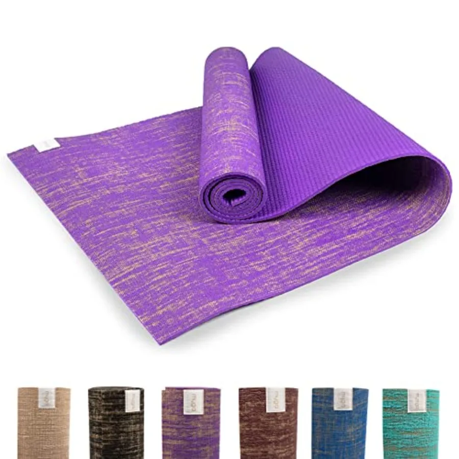 Jute Yoga Mat High Performance Vegan Floor Exercise Mat Eco Friendly Biodegradable Yoga Mat with PVC Backing 72" x 24" 0.2" Thi