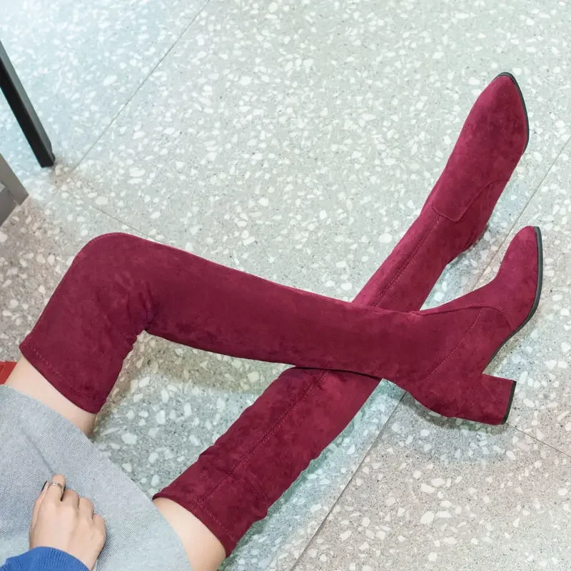 Autumn Ladies Knee High Shaft Shoes Thigh Women's Long Boots Above Over The Winter 2024 Sale Comfortable and Elegant On Offer Pu