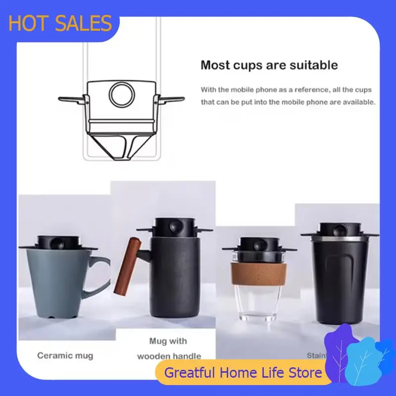 ماكينة صنع القهوة من الفولاذ المقاوم للصدأ AT59، فلتر قهوة محمول قابل لإعادة الاستخدام، حامل شاي القهوة بالتنقيط بدون ورق، صب فوق منقط القهوة