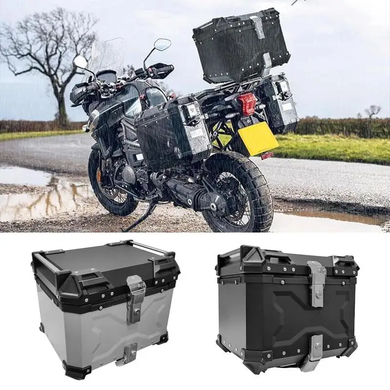 

Rear Box For Motorcycle 45L Heavy Duty Motorcycle Trunk Boxes Motorcycle Rear Storage Box Large Capacity Universal Motorcycle