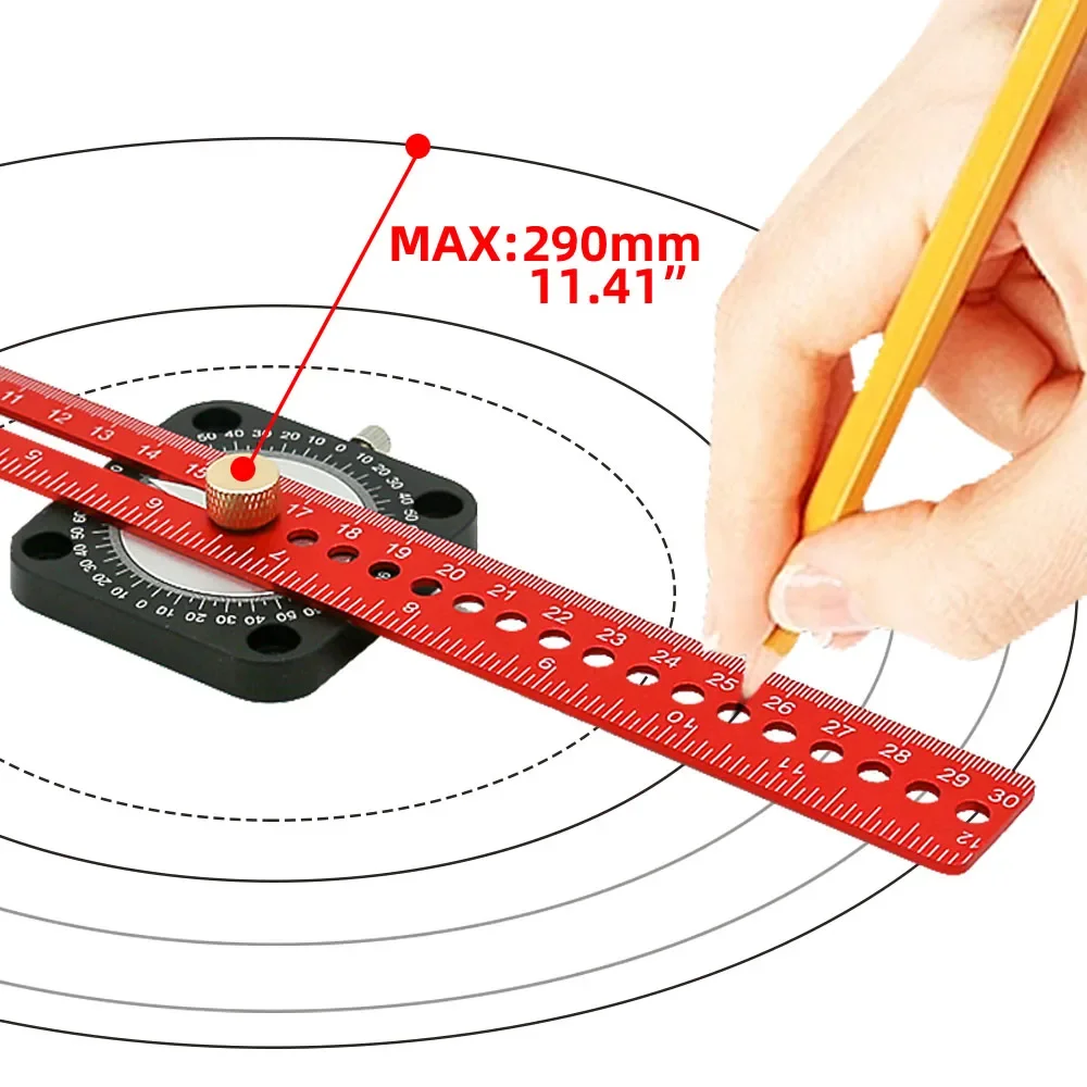 Woodworking Scriber Compass Angle Scoring Ruler Adjustable T-type Ruler Aluminum 360° Angle Marking Gauge DIY Measuring Tools