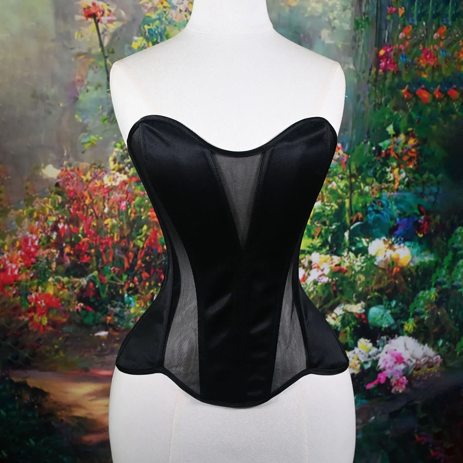 Elegant White Corset Bustier Women's Evening Wedding Mesh Sexy Underwear Bodice Lace-up Tummy Control Waist Slim Shapewear