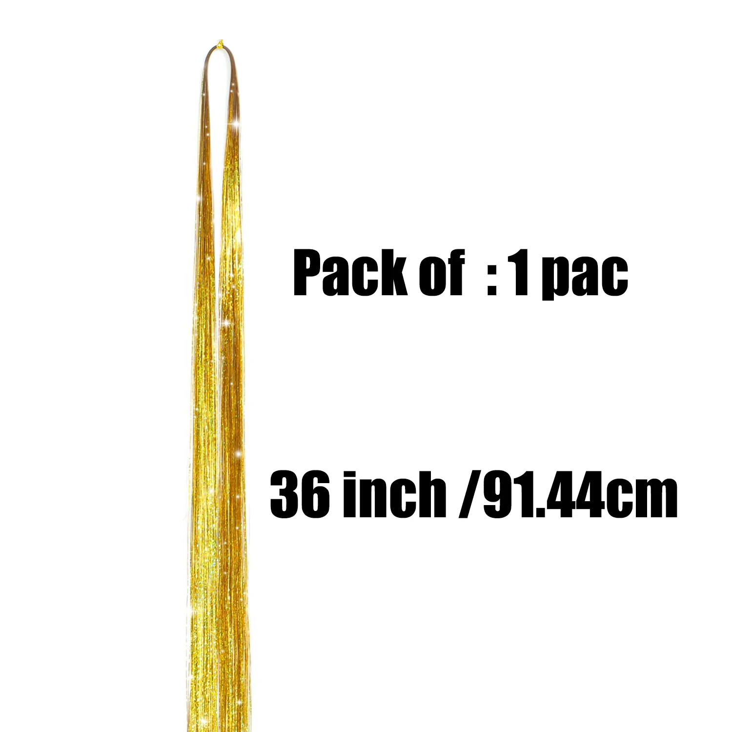 1 Pac Glitter Tinsel Hair Extensions Heat Resistant Sparkling Shiny Fairy Hair Accessories for Women Girl Kids 36Inch Synthetic