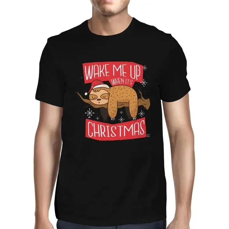 1T T Shirt Mens Sloth Wake Me Up When It'S Christmas