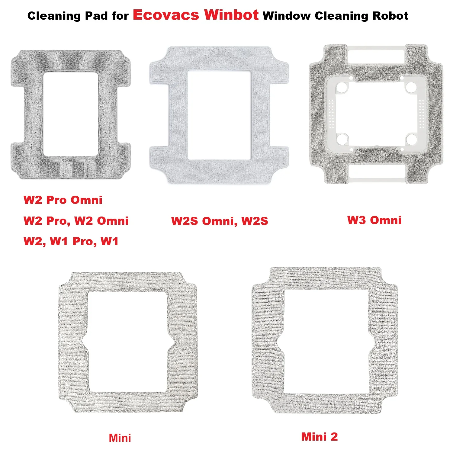 Cleaning Pads For Ecovacs Winbot W2 Pro Omni  / W2S Omni / W3 Omni / Mini / Mini 2 Window Cleaning Robot