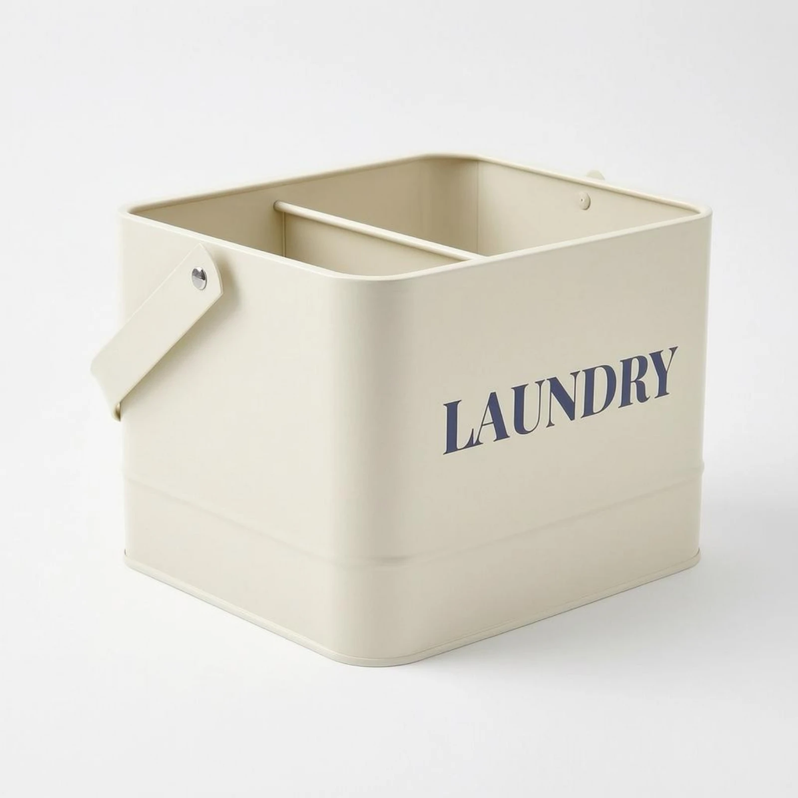 

Handled Storage Basket Minimalist Divided Basket Household Organizer with Handles Cream for Laundry Room