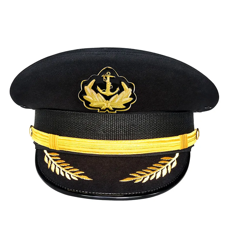 White Sailor Hat with Large Brim for Cosplay Performance Theater Stage Hotel Staff Uniform Costume Accessory for Men Women