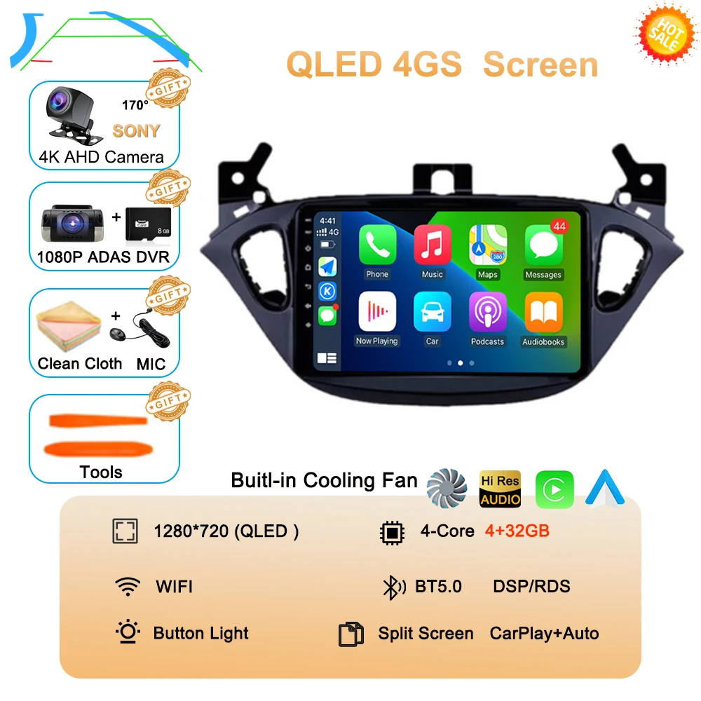 Android 16 Auto voor Opel Corsa E 2015-2019 voor Opel Adam 2013-2016 Multimedia Videospeler Radio Carplay Auto GPS WIFI+4G Stereo