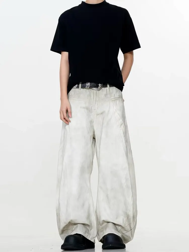 

Retro American Sle Loose Fit Casual Waed Denim Jeans Banana Curve Knife Men Women Long Trousers Youth Spring Season