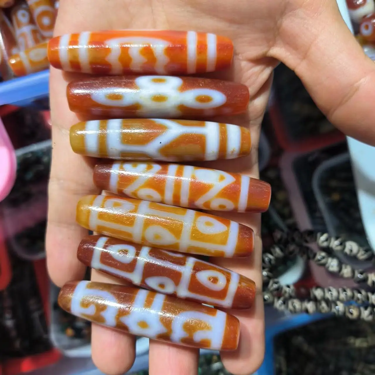 

1pcs/lot Natural Old Agate Dzi Orange tones handmade beads high quality various patterns precious accessories gem jewelry amulet