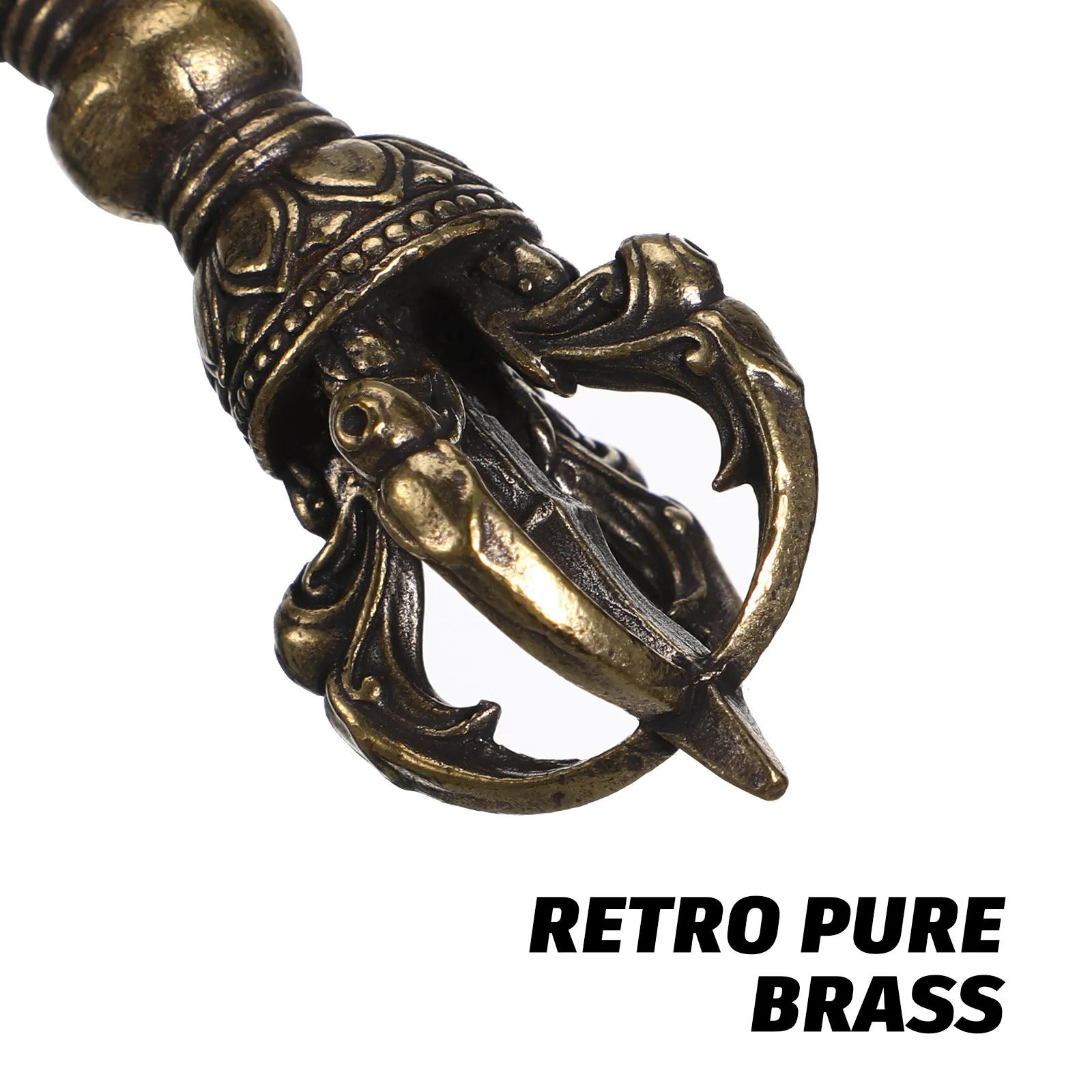 Vintage Brass Pestle Dharma Ornament Retro Buddhist Decorative Rod for Temple Office Home Decoration Brass Craft Gift