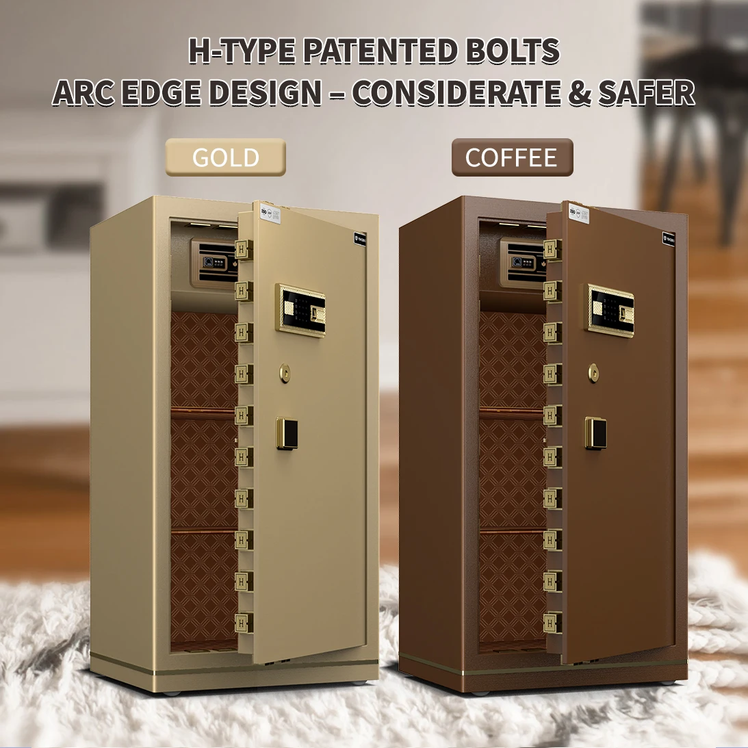 Fingerprint  Solid Steel Luxury Smart Safe  Box Home Hotel Safes