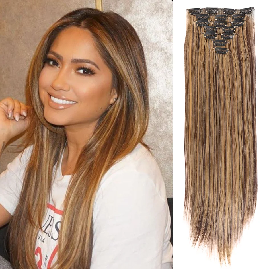 Synthetic 7 Pieces Clip-In Hair Extensions Set