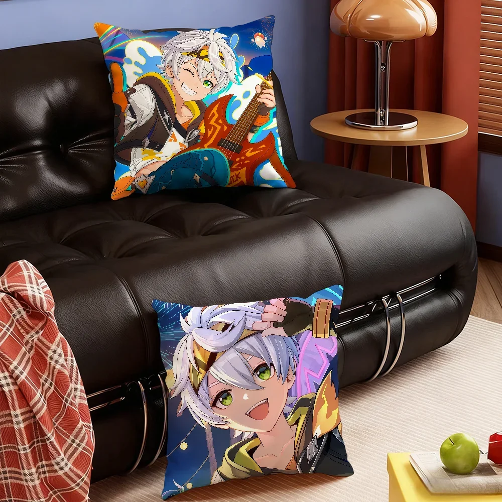 Bennett Game Genshin Impact cushion cover Soft Smooth Pillow Case Hidden Zipper Washable Decorative Couch Office Gift
