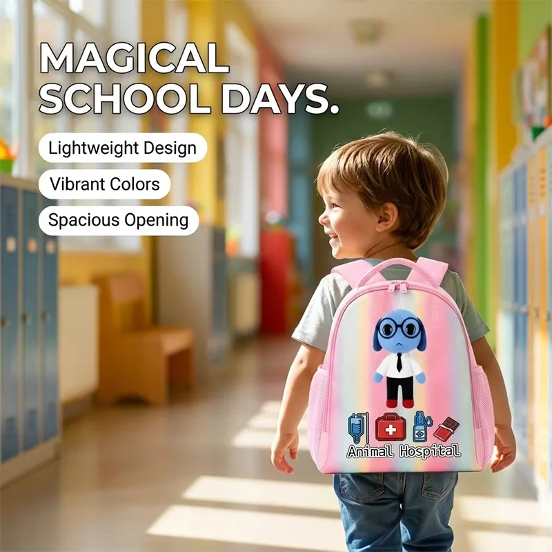 Animal Hospital Rainbow Backpack for Backpack Schoolbag Gifts Bag Shoulders Bag Large Capacity Adjustable Kitten Rabbit
