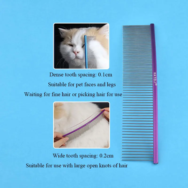 19cm Pet Curved Comb Stainless Combs Professional Pet Grooming Comb Dense Sparse Teeth Dog Cat Cleaning Brush Open Knot Combmb