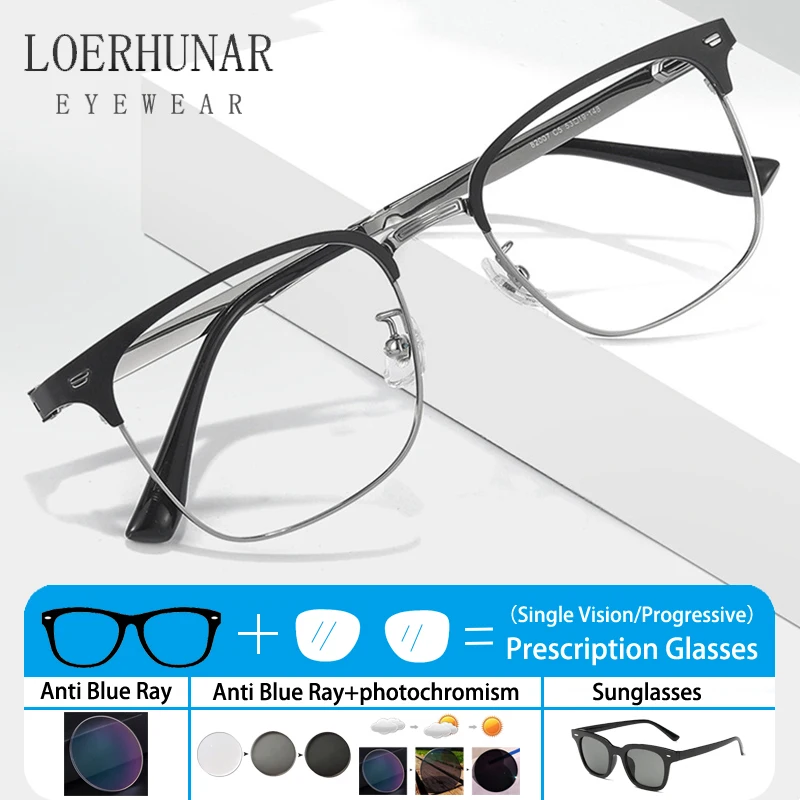 Retro Business Office Glasses Titanium Big Frame Myopia Presbyopia Progressive Eyewear Optical Prescription Eyeglasses Men