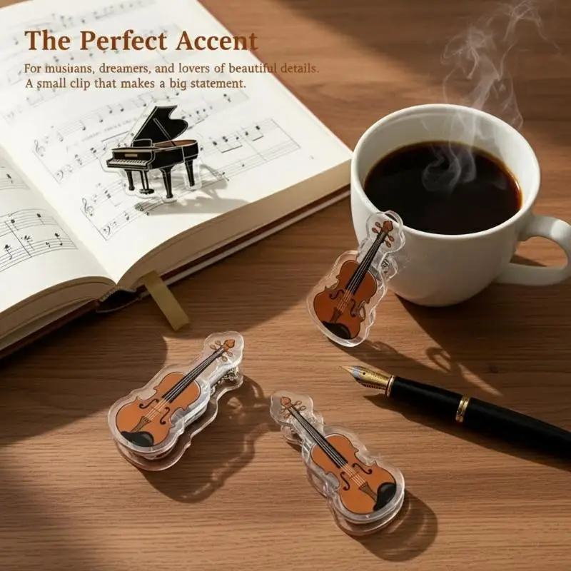 5Pcs Secure Music Clip Acrylic Mini Page Marker Piano Book Lightweight Sheet Holder for Teachers Practice Home Use