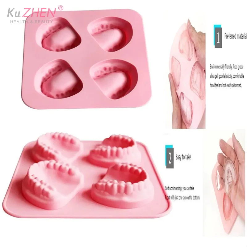 

4-луночная форма для лотка для льда, форма для протезов, зубов, силиконовая форма для льда, сделай сам, форма для мороженого, забавный кляп, подарок для стоматолога, пожилых людей