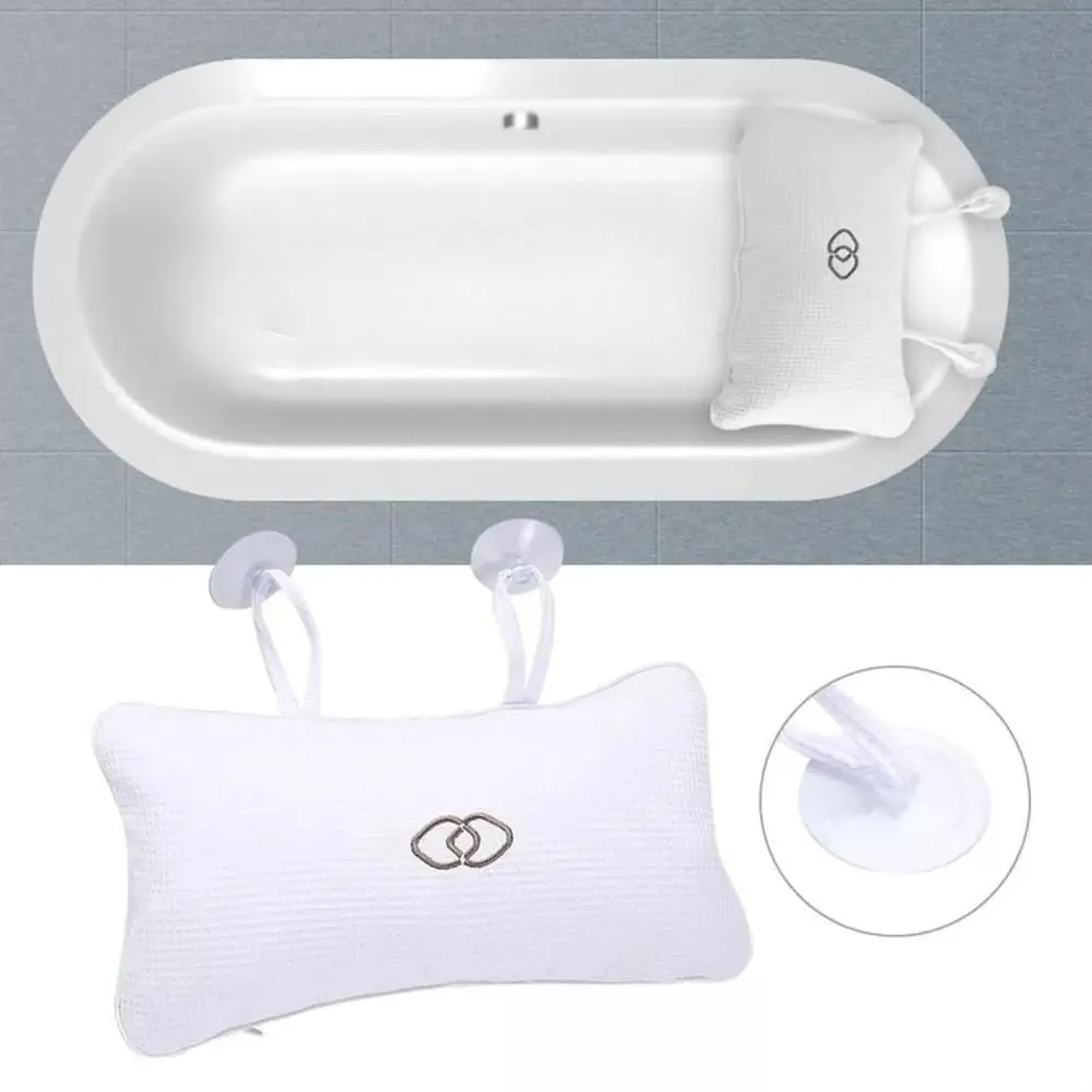 Comfort Non Slip Bathtub Pillow with Suction Cup Headrest Neck Pillow Massage Soft Headrest Home Spa