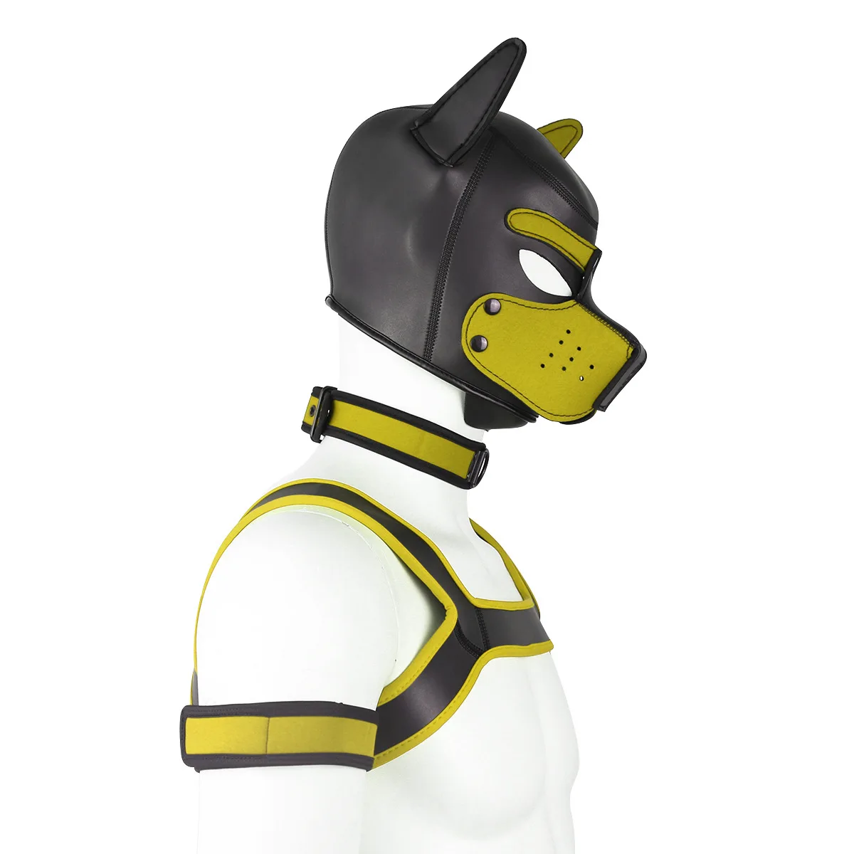 Yellow Neoprene dog headgear vest collar armband costume party costume mask cosplay Halloween gift Christmas gif view 5