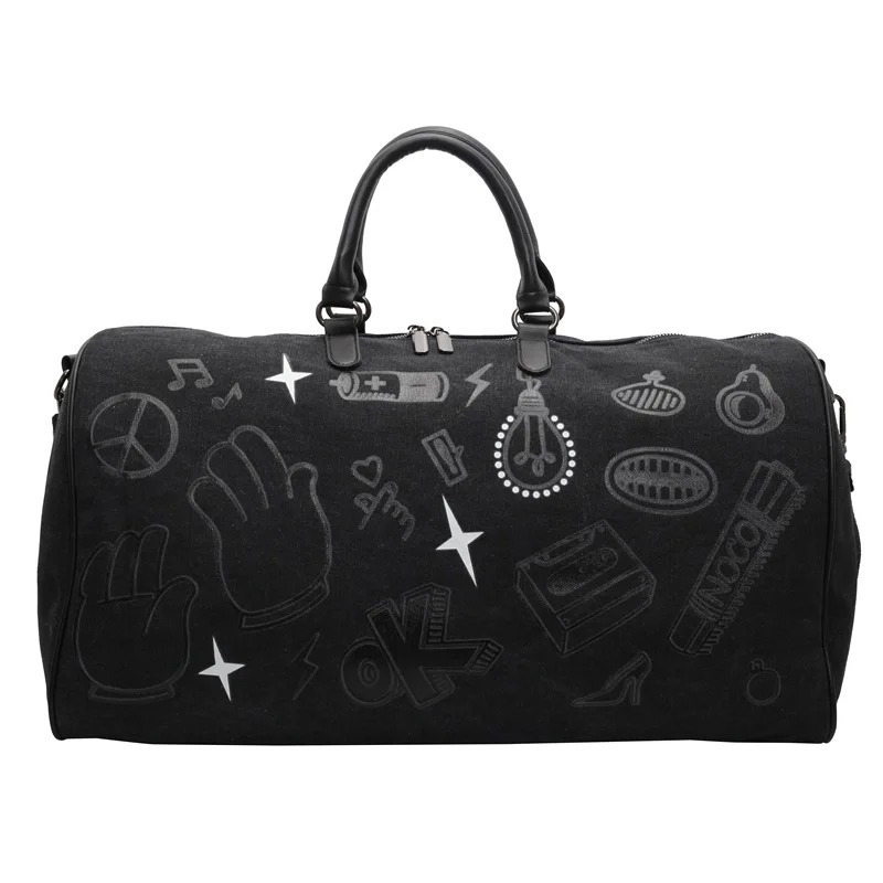 

Colorful Cartoon Graffiti Pattern Women's Boston Travel Clothes Bags Large Capacity Shoulder Duffle Bag Canvas Crossbody Handbag
