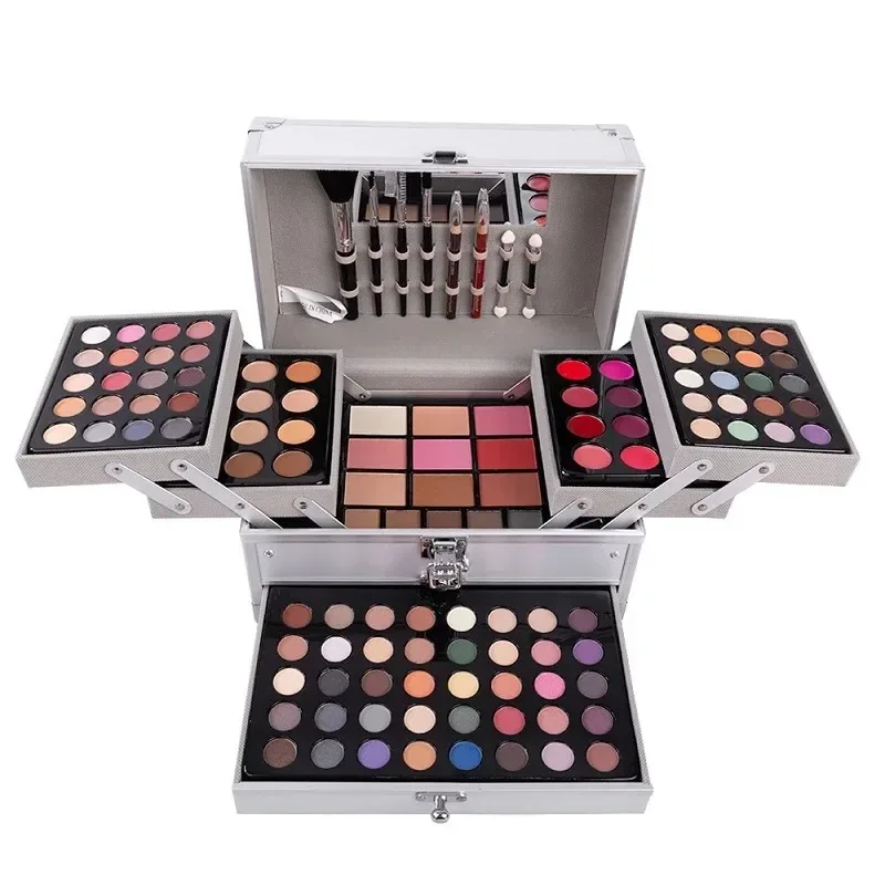 Set regalo per il trucco per le donne Kit completo All in One Make up Face Powder Eyeshadow Palette rossetto pennelli per il trucco evidenziatore Bronzer