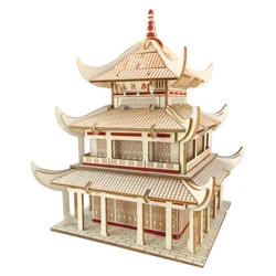 Diy Model Toys 3d Wooden Puzzle Chinese Architecture Yueyang Tower Wooden Kits Puzzle Game Assembling Toys Gift For Kids p44