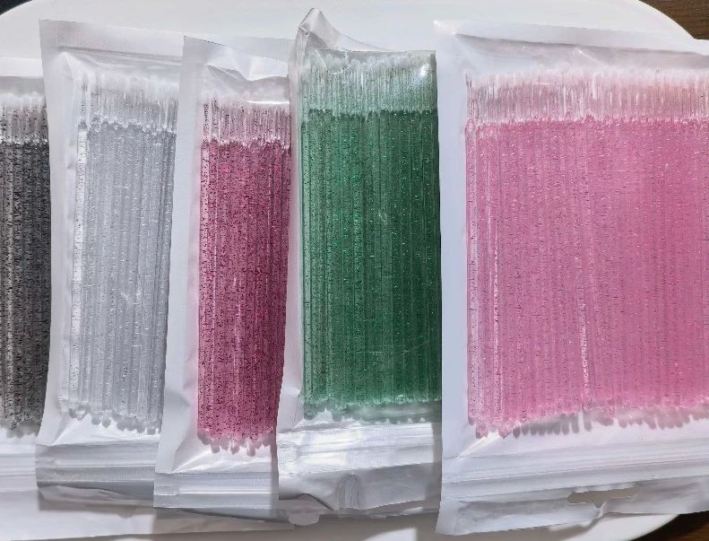 100 PCS Multifunctional Disposable Crystal Nano Cotton Swab Glitter Pointed Swab for Eyelash Extension Makeup Cleaning Tool