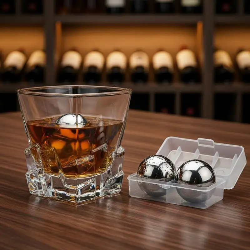 38/55MM Reusable Round Stainless Steel Ice Cubes Cooling Metal Ice Balls Set Wine Beer Cooler Stones Party Bar Tool Accessories