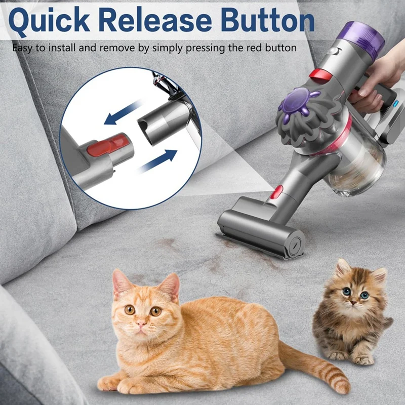 For Dyson Cordless V7 V8 V10 V11 V15 Vacuum Cleaners -Mini Motorized Brush Head - Pet Hair Remover Vacuum Attachment