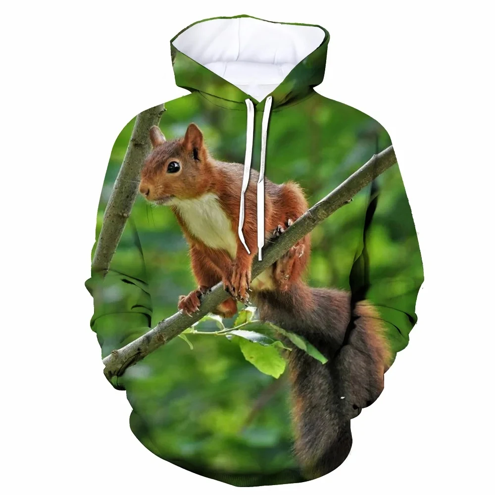 Funny Squirrel Hoodies Animal 3D Print Women Men Streetwear Oversized Pullovers Hoodie Hooded Sweatshirts Woman Tops Clothing