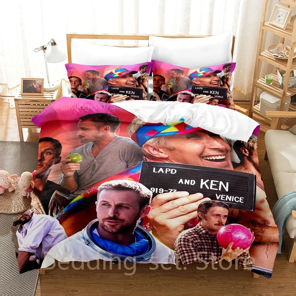 

2024 Ryan Gosling Bedding Set Single Twin Full Queen King Size Bed Set Adult Kid Bedroom Duvetcover Sets 3D Anime Bed Sheet Set