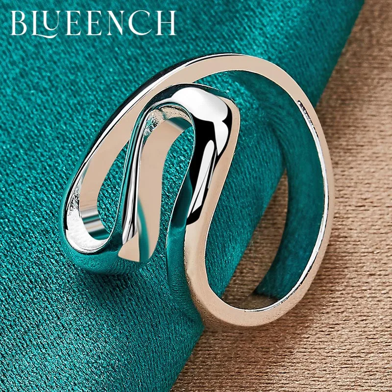 Blueench 925 Sterling Silver Geometric Irregular Ring For Women Wedding Party Simple Fashion Glamour Jewelry