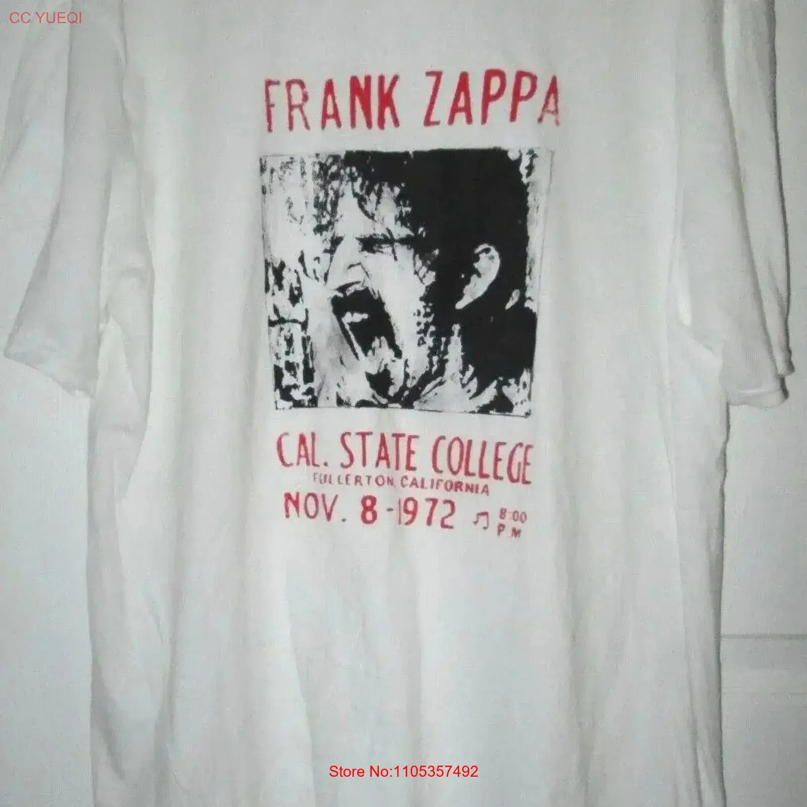 Gebrauchtes Distressed Shagged Out Vintage '72 Gig Frank Zappa T-Shirt Design, Vintage-Waschung, atmungsaktiv, vielseitig, leicht weich.