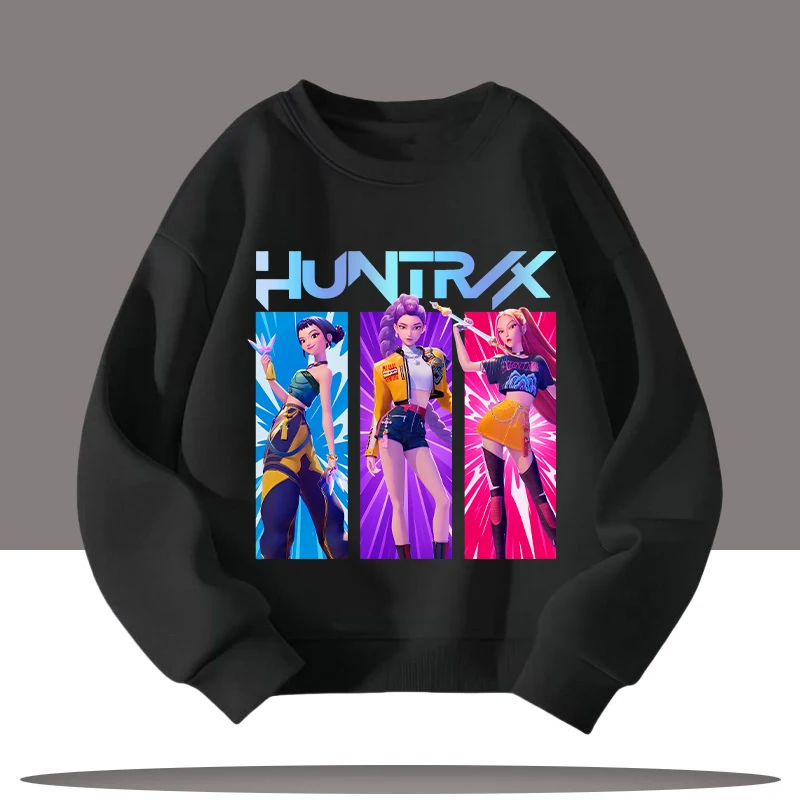 

K-pop Demon Hunters New Children's Round-neck Sports Shirt with Cartoon Print - 3-12 Years Old Cute Girl Casual Top