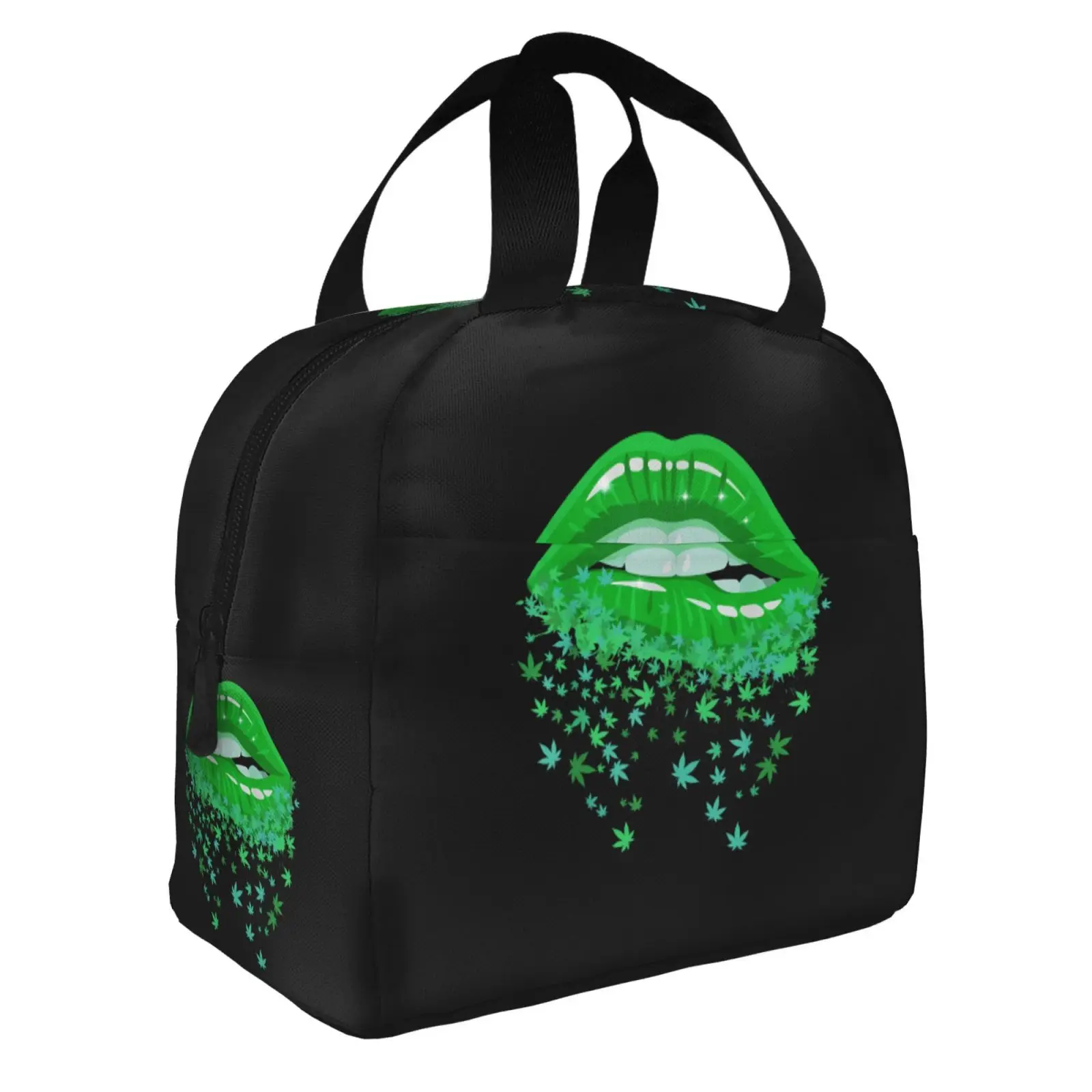 Sexy Lips Cannabis Print Lunch Box Waterproof Thermal Cooler Food Insulated Lunch Bag Kids for Kids Portable Picnic Tote Bags